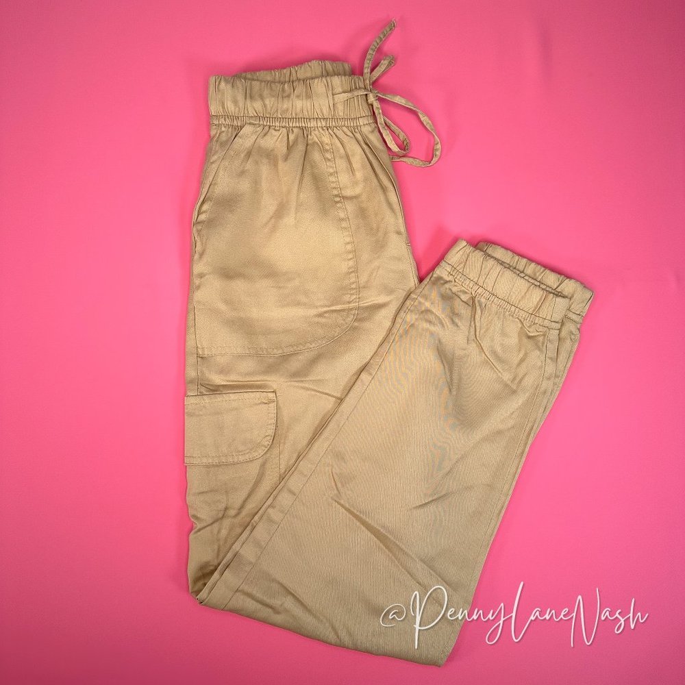 Japna Drawstring Waist Lyocell Cargo Jogger Tan - Picture 9 of 9